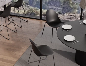 Pebble Rail 4pole Chairs Stools Black Dining Setting