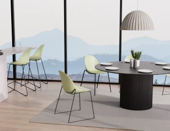Pebble Rail 4pole Chairs Stools Green Dining Setting