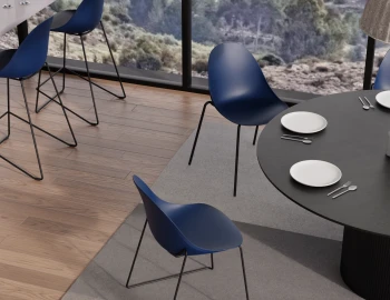Pebble Rail 4pole Chairs Stools Navy Dining Setting