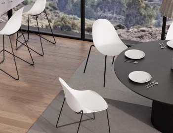 Pebble Rail 4pole Chairs Stools White Dining Setting
