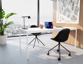 Pebble Swivel Chairs Black Leather Angle