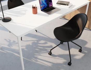 Pebble Swivel Chairs Black Leather Angle