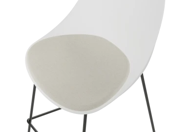 White Seat Light Grey Fabric Cushion