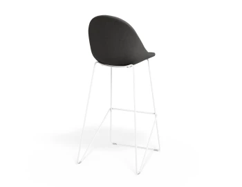Pebble Barstool Greyfabricseat Whiteframe