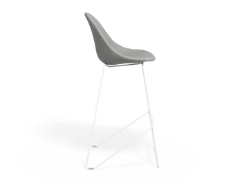 Pebble Barstool Cloudgreyfabricseat Whiteframe
