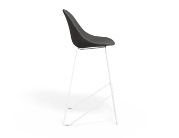 Pebble Barstool Greyfabricseat Whiteframe