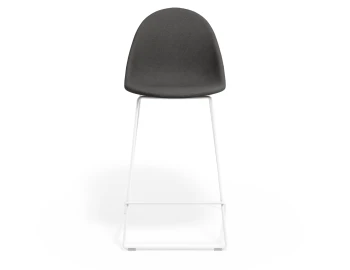 Pebble Kitchenstool Greyfabricseat Whiteframe