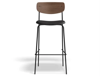 P4 Rylie Stool 75cm Walnut BlackPU Front