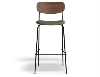 P4 Rylie Stool 75cm Walnut GreenPU Front