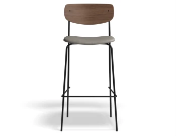 P4 Rylie Stool 75cm Walnut GreyPU Front