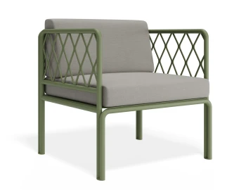 P 1v2 Seville Loungechair Greenframe Lightgreycushion