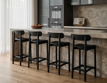 Upholstered Black Bar Stool