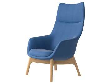 Flow Lounge High Back Wood Base Blue
