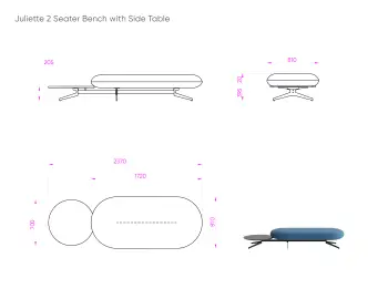 Juliette 2 Seat Bench With Side Table