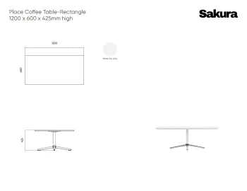 Place Coffee Table Rectangle Line Drawings 120 X 60 X 435cm