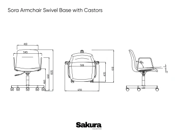 Sora Armchair Swivel Base Castors