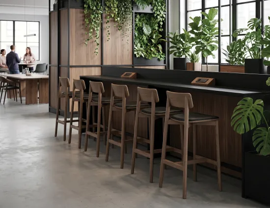 Andi Walnut Bar Stool Padded Office
