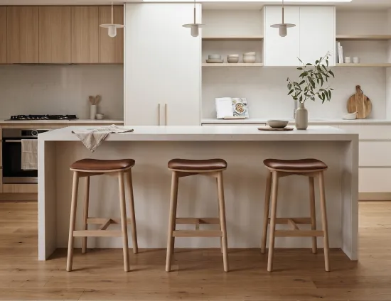 Wooden Kitchen Stools In House