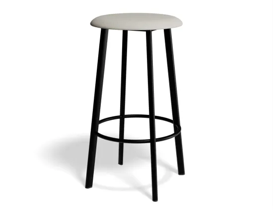 Atlas Kitchenstool Blackframe Fabric Lightgrey