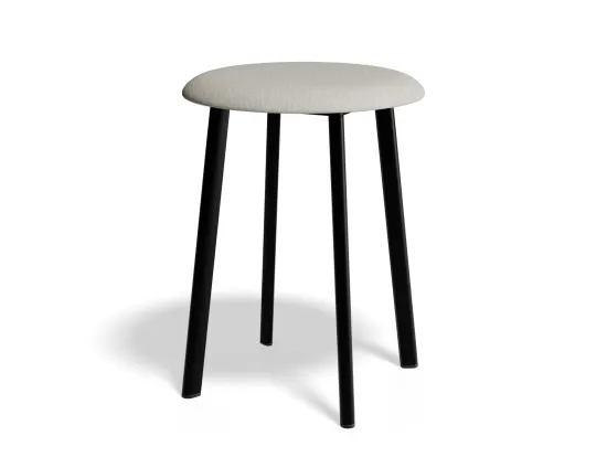 Atlas Lowstool Blackframe Fabric Lightgrey