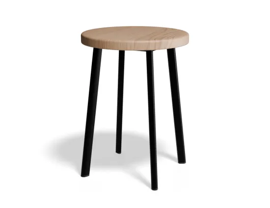 Atlas Lowstool Blackframe Roundwood Natural