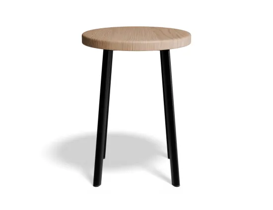 Atlas Lowstool Blackframe Roundwoodnatural