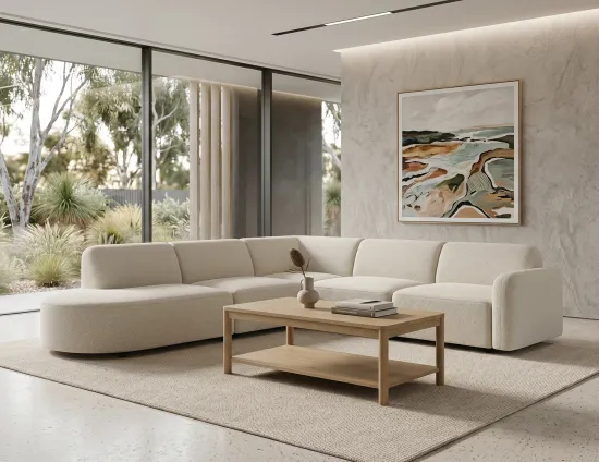 Nordica Coffee Table And Corner Fabric Sofa