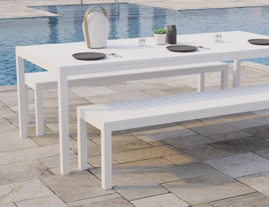 White 190 Bench Poolside