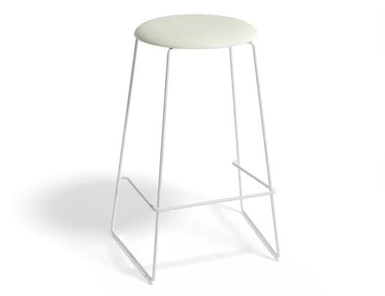 HUGO Barstool 66cm Whiteframe Whitevinyl Roundseat