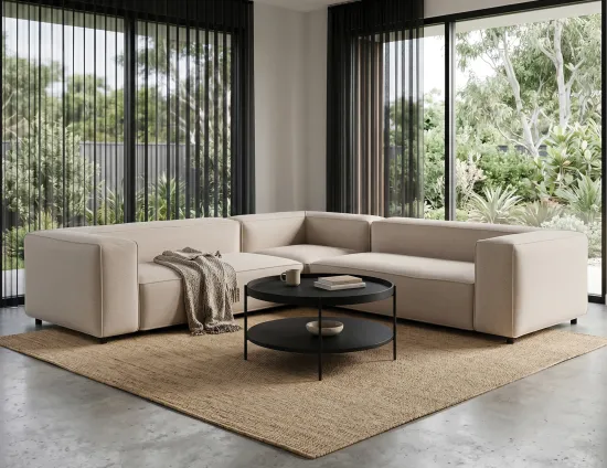 Nolia Corner Sofa Layer Black Coffee Table