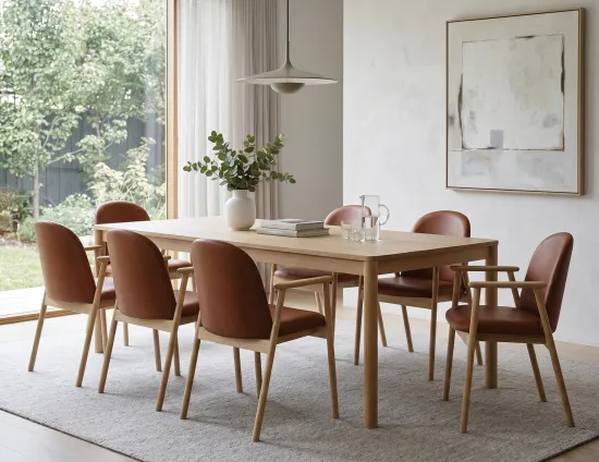 Tan Brown Oak Arm Chair