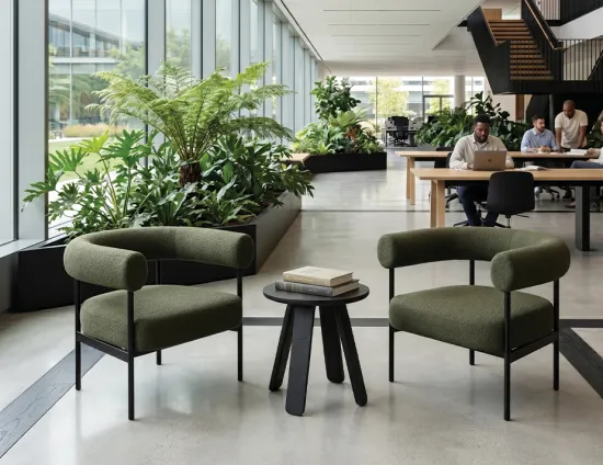 Marlowe Lounge Green Black Frame Lifestyle