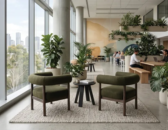 Marlowe Lounge Green Walnut Wood Lifestyle
