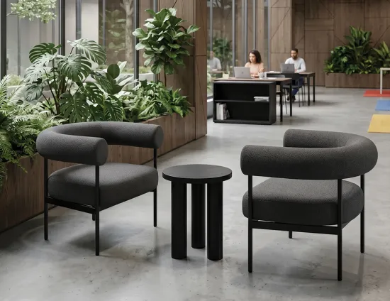 Marlowe Lounge Stone Grey Black Frame Lifestyle