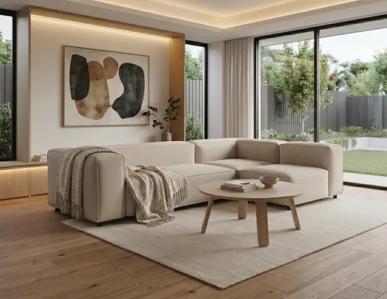Fabric Boucle Sofa In House