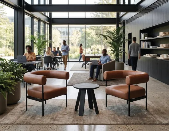 Marlowe Lounge Tan Black Frame Lifestyle