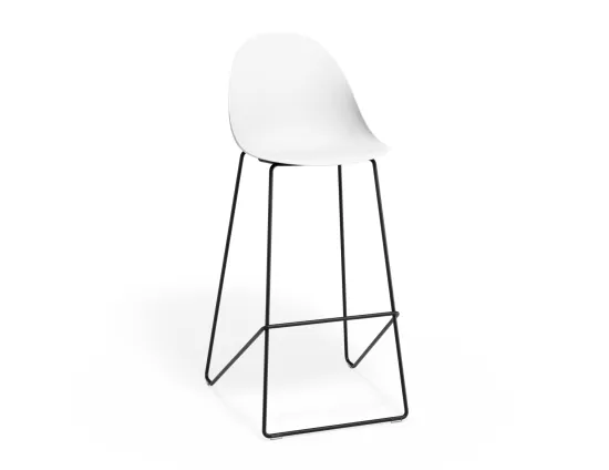 Pebble Barstool Whiteseat Blackframe
