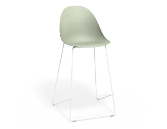 Pebble Kitchenstool Greenseat Whiteframe