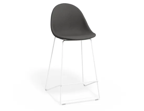 Pebble Kitchenstool Greyfabricseat Whiteframe