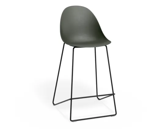 Pebble Kitchenstool Oliveseat Blackframe