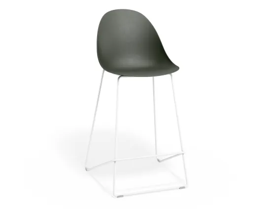 Pebble Kitchenstool Oliveseat Whiteframe