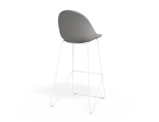 Pebble Barstool Cloudgreyfabricseat Whiteframe