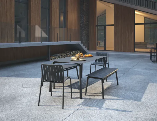 Roku Diningset120benches Charcoal