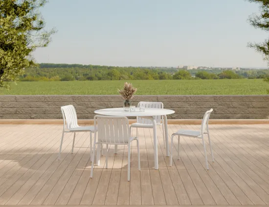 Roku Diningtable 120d Chair White Residential