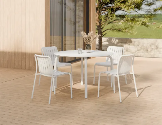 Roku Diningtable 120d Chair White Residential