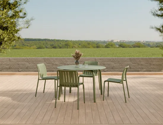 Roku Diningtable 120d Chair Green Residential