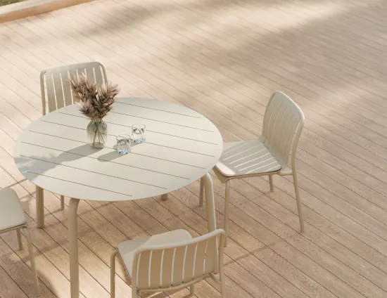Roku Diningtable 120d Chair Pad Latte Husk Residential