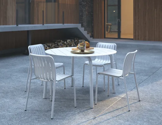 White Modern Round Outdoor 4 Seater Table