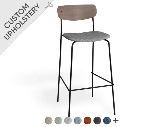 Rylie Walnut Stool Custom Upholstered