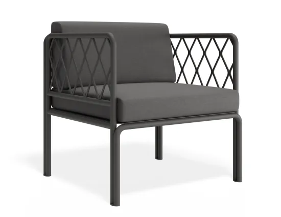 P 1v2 Seville Loungechair Charcoalframe Darkgreycushion